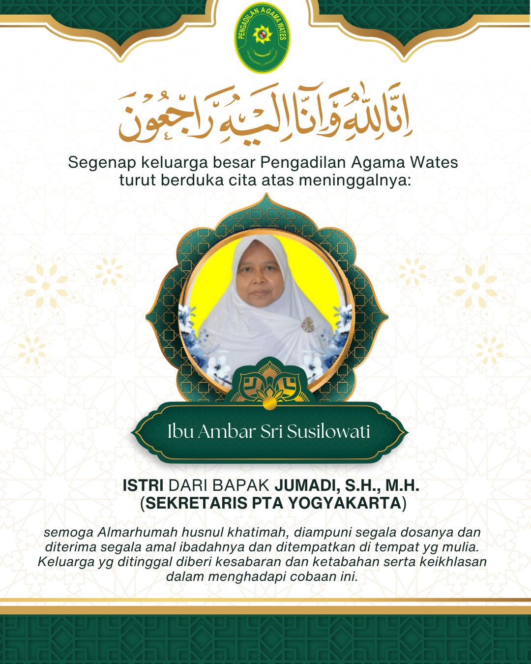 BERITA DUKA Ibu Jum