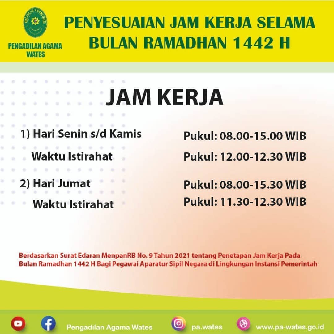jadwal kerja ramadan 1442h