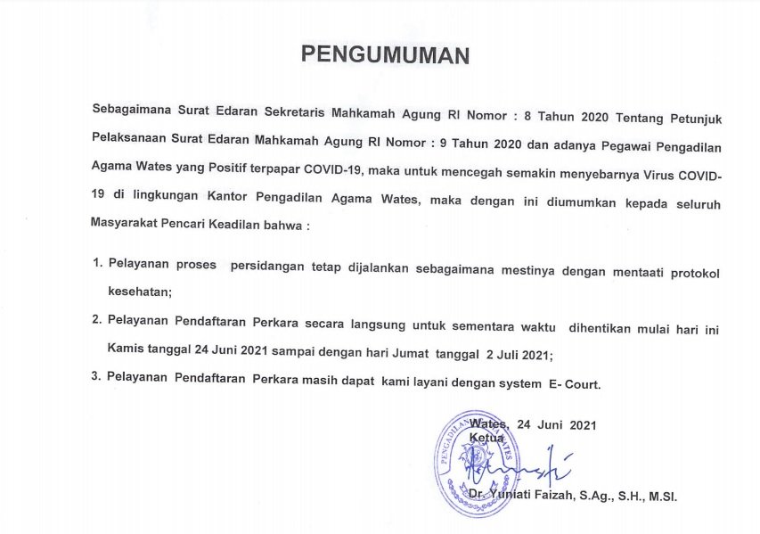 pengumuman covid 2021